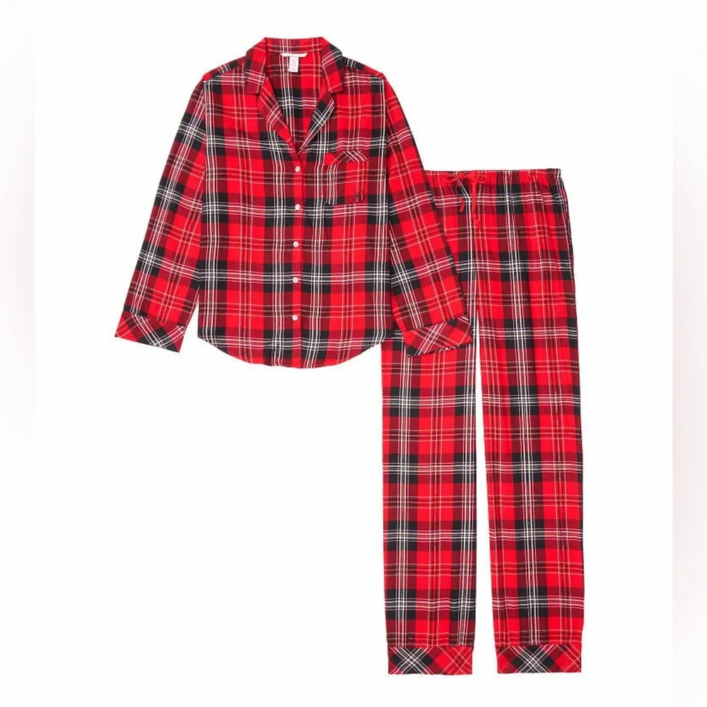Victoria’s Secret Sleep Dreamer Red Flannel Long Sleeve Pajama Set Large